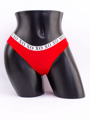 Слипы в рубчик с эластичным поясом и надписью "XO" - фото 1
