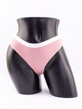 Стринги в рубчик с белым поясом - фото 1