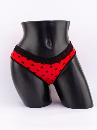 Слипы в крупный горошек с кружевом - фото 1