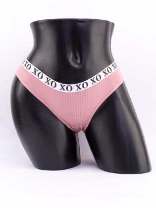 Слипы в рубчик с эластичным поясом и надписью "XO" - фото 1