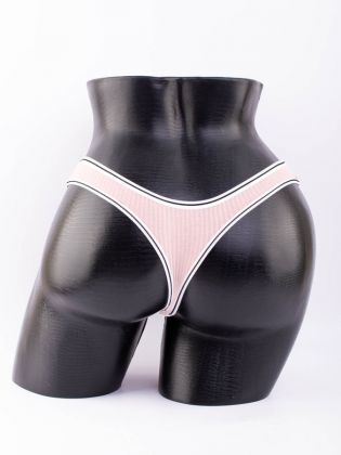 Стринги в рубчик с белым поясом и черной полоской  - фото 3