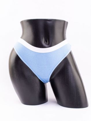 Стринги в рубчик с белым поясом - фото 1