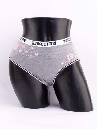 Слипы с цветочным принтом и эластичным поясом с надписью "100% COTTON" - фото 1