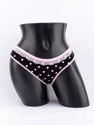 Слипы в крупный горошек с кружевом - фото 1