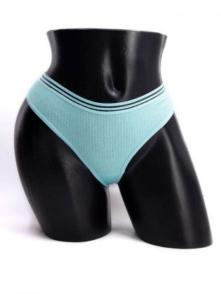 Стринги в рубчик с прозрачным поясом - фото 1