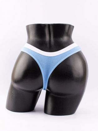 Стринги в рубчик с белым поясом - фото 3