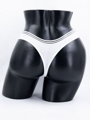 Стринги в рубчик с прозрачным поясом - фото 3