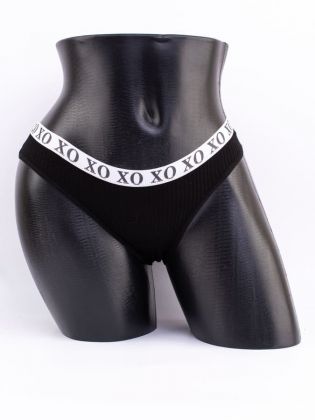 Слипы в рубчик с эластичным поясом и надписью "XO" - фото 1